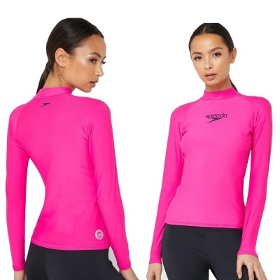 Shop Online Speedo Women s Delight Long Sleeves Rash Guard Pink Size S Marine Hub