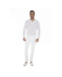 Just Nature Men's Crew Neck Long Sleeve Shirt - White