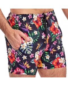 Just Nature Men's Swim Shorts - Tropical Black