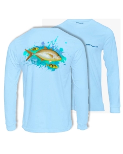 Fish2spear Long Sleeve Performance Shirt - Orange Spotted Trevally - Blue