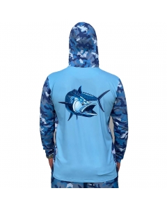 Fish2spear Performance Hoodie - Camo Kingfish (Blue)