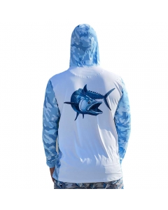 Fish2spear Performance Hoodie - Camo Kingfish (White)