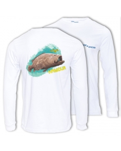 Fish2spear Long Sleeve Performance Shirt - Grouper / Hamour - White