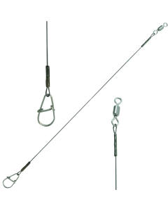 Premade Kinky 2 Knot Wire Leader with Snap and Swivel